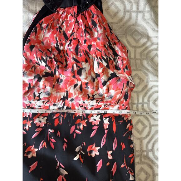 St. John Maxi Gown sz 8 Black Flamingo Print Halter Dress Floral Elegant party - Picture 8 of 12